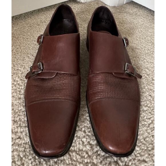 CALIBRATE Men’s Brown Leather Double Monk Strap Dress Shoes 11M – Classic Style - Picture 6 of 11